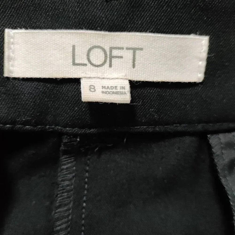 LOFT Black The Peyton Trouser Sleek Front Pleat Wide Leg Pants Women's Size 8 - Picture 6 of 11